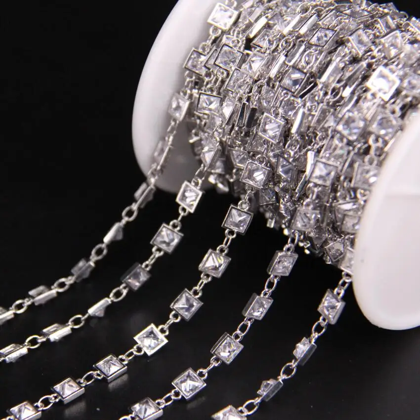 4mm,Square White Zircon Bezel Connector Rosary Chain,Faceted Cubic Zircon Crystal Silver Chain,CZ Earrings Bracelet Jewelry
4mm,Square White Zircon Bezel Connector Rosary Chain,Faceted Cubic Zircon Crystal Silver Chain,CZ Earrings Bracelet Jewelry