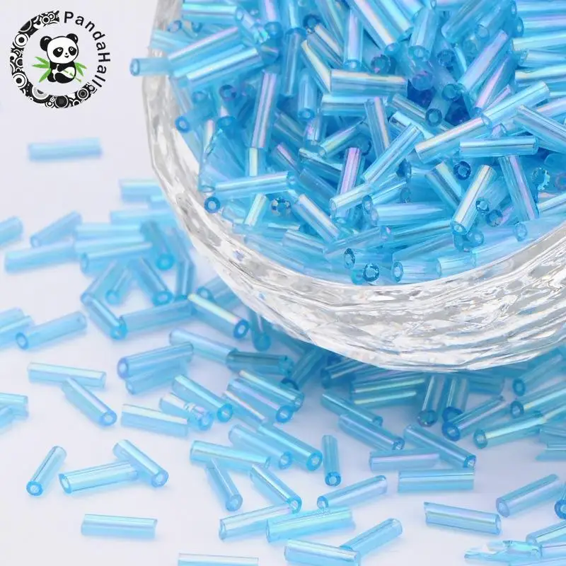 Transparent Colours Rainbow Glass Bugle Beads, AB Color, SkyBlue, 6x1.8mm, Hole: 0.6mm
Transparent Colours Rainbow Glass Bugle Beads, AB Color, SkyBlue, 6x1.8mm, Hole: 0.6mm