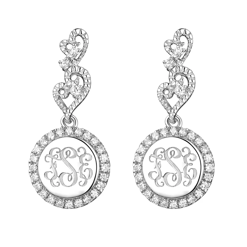 Wholesale Women Customized Lace Circle Monogram Silver Earrings MO Rings In White Gold Disc Jewelry For Her Anniversary Gift
Wholesale Women Customized Lace Circle Monogram Silver Earrings MO Rings In White Gold Disc Jewelry For Her Anniversary Gift