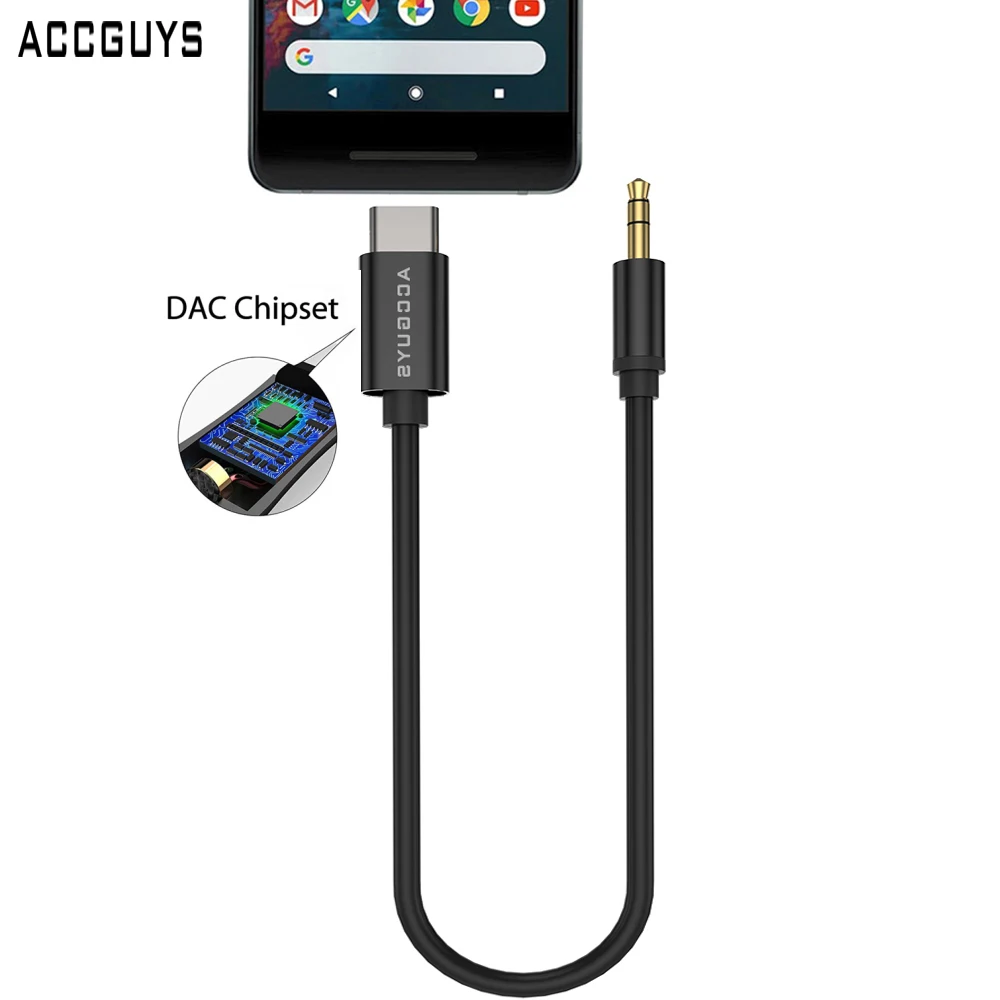 ACCGUYS USB Type C Aux аудио к 3 5 мм разъему акустический кабель адаптер DAC наушники с чипом