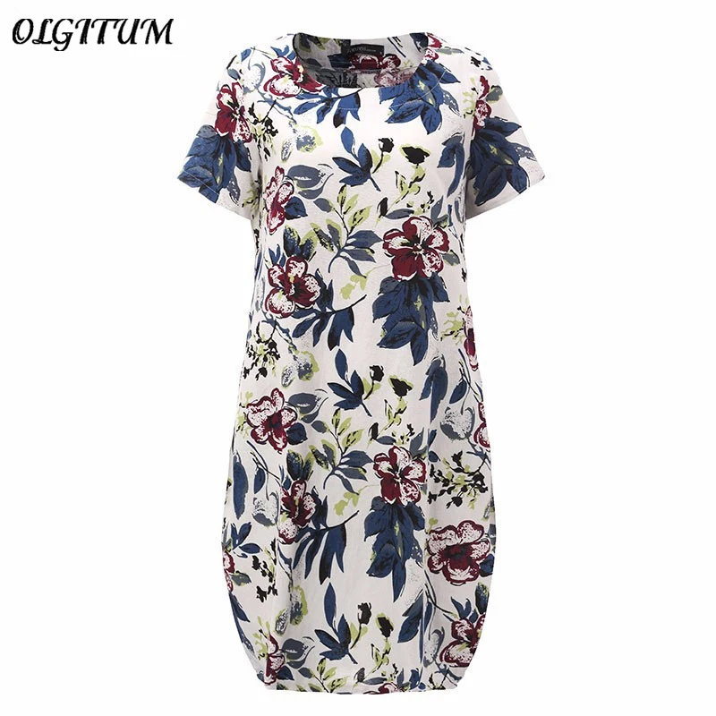 Plus size S-5XL Summer New Loose Dress Women Vintage Cotton Linen Sexy Dress Pocket Floral Print Short Sleeve Dress Vestidos
Plus size S-5XL Summer New Loose Dress Women Vintage Cotton Linen Sexy Dress Pocket Floral Print Short Sleeve Dress Vestidos