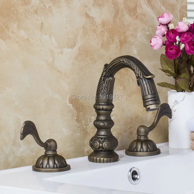 100% All Copper Lead Free Antique 3 Piece Sink Faucet Unique Design Double-Arm Bathroom Sink Fixture With Brass Double Handle
100% All Copper Lead Free Antique 3 Piece Sink Faucet Unique Design Double-Arm Bathroom Sink Fixture With Brass Double Handle