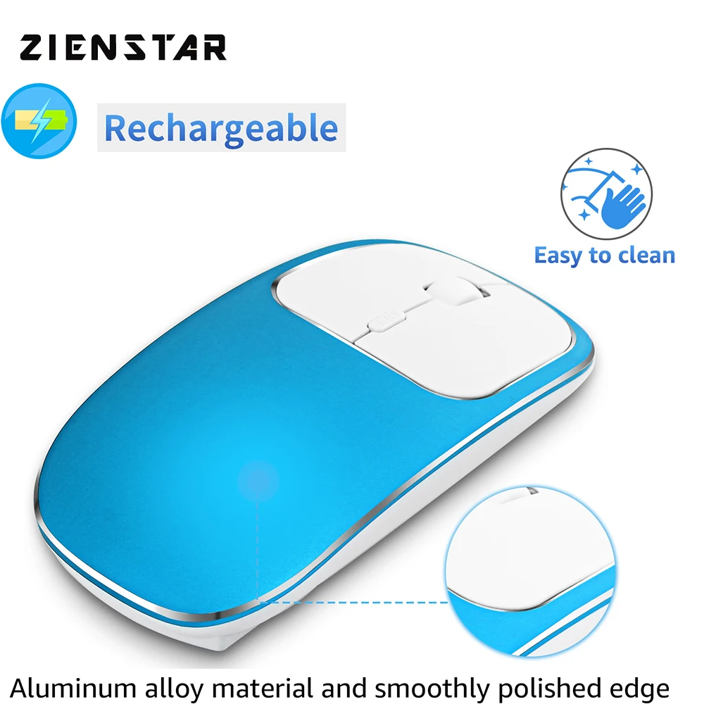 Zienstar Rechargeable Aluminum Alloy Wireless Mouse with USB Receiver Silent Click 600Mah Lithium Battery for Mac Laptop PC
Zienstar Rechargeable Aluminum Alloy Wireless Mouse with USB Receiver Silent Click 600Mah Lithium Battery for Mac Laptop PC