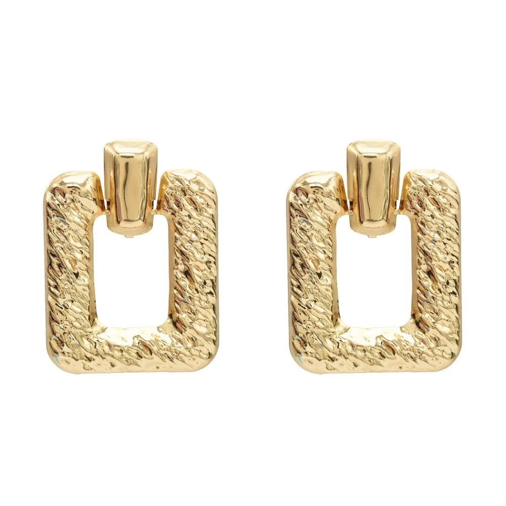 Модные металлические серьги-подвески золотого цвета геометрической формы для