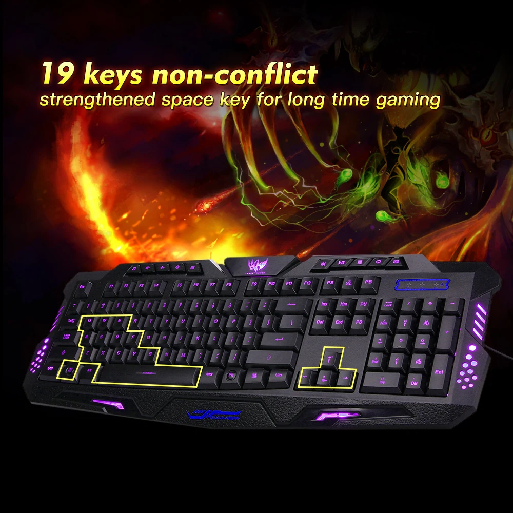 USB Wired Gaming Keyboard Laser 3-Level Backlit Ergonomic Switchable LX-K002 Mechanical Feel For LOL Computer | Компьютеры и офис