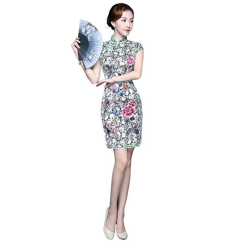 Female Rayon Slim Cheongsam Summer Mandarin Collar Chinese Mini Dress Sexy Retro Qipao Short Sleeve Evening Party Cheongsam
Female Rayon Slim Cheongsam Summer Mandarin Collar Chinese Mini Dress Sexy Retro Qipao Short Sleeve Evening Party Cheongsam