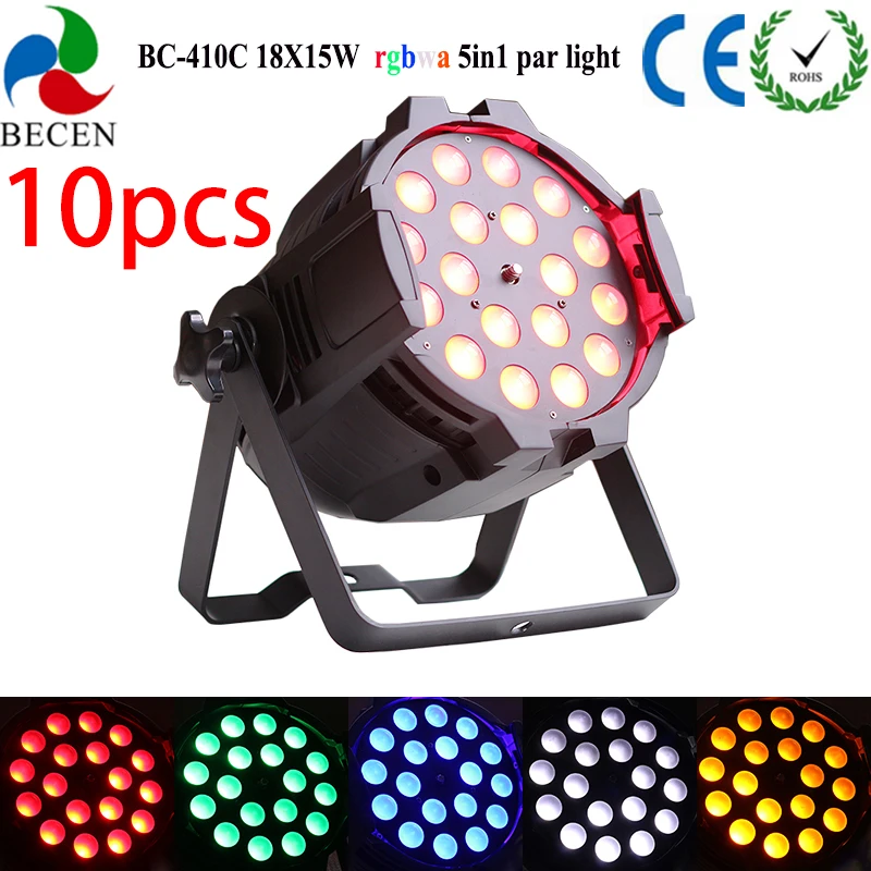 10 шт. 18x15 Вт 5 в 1 светодиодный прожектор с приближением rgbwa приближением|led par light|stage