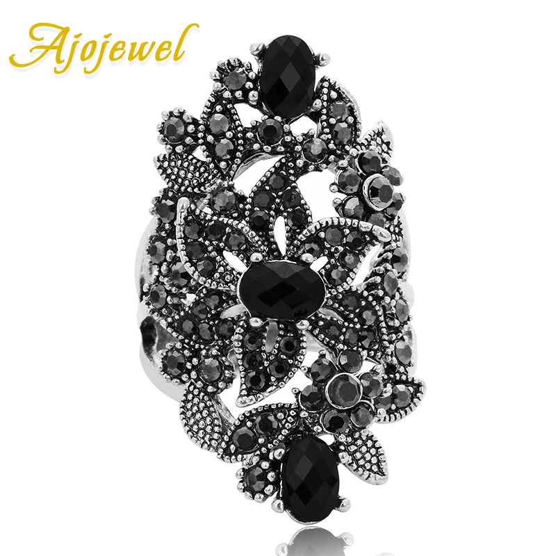 Ajojewel Black Crystal Rhinestone Flower Jewelry Vintage Retro Ring Woman Big Rings Ringen
Ajojewel Black Crystal Rhinestone Flower Jewelry Vintage Retro Ring Woman Big Rings Ringen