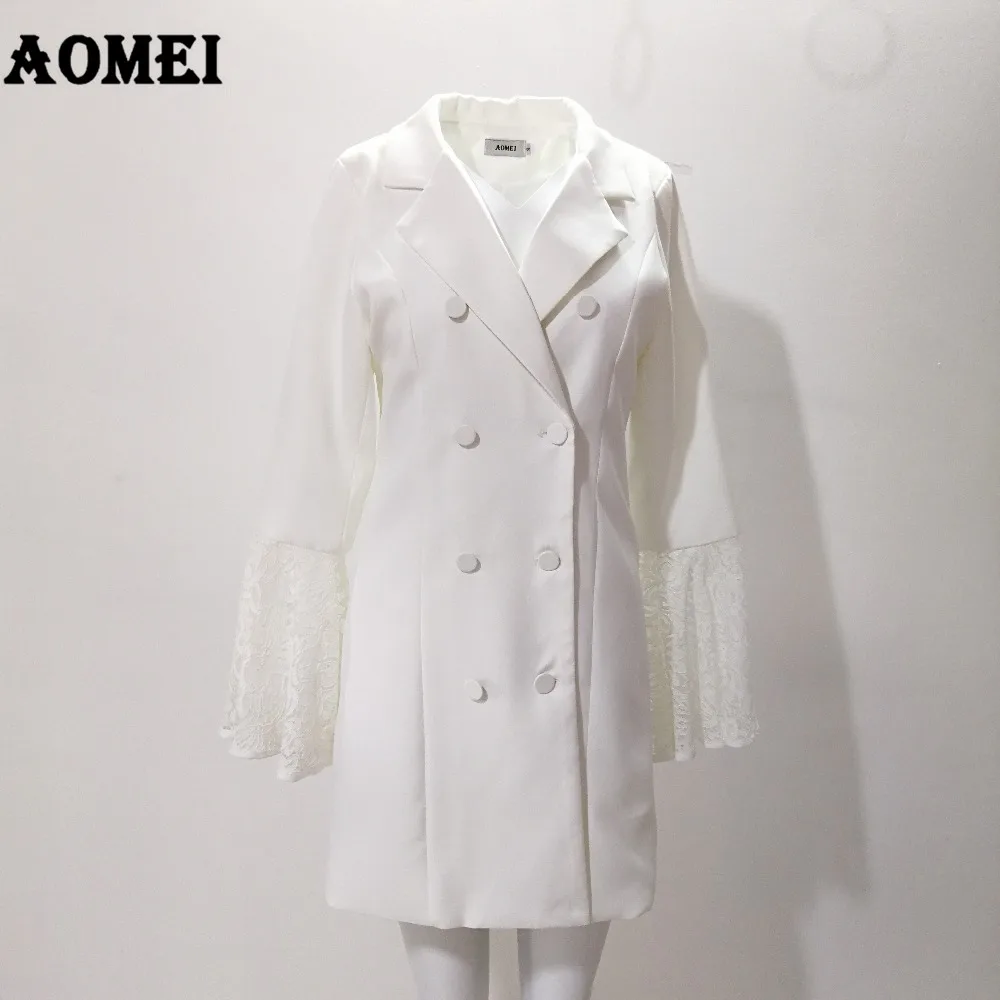 Women Long Blazer Fashion Lace Trim Suit Black with Lace Patchwork Flare Sleeves Office Ladies Clothing Double Button Blasers
Women Long Blazer Fashion Lace Trim Suit Black with Lace Patchwork Flare Sleeves Office Ladies Clothing Double Button Blasers
