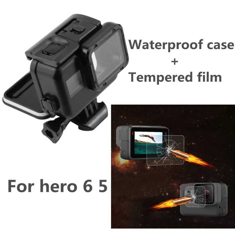Черный водонепроницаемый чехол для Gopro Hero 5 6 закаленная пленка сенсорный экран