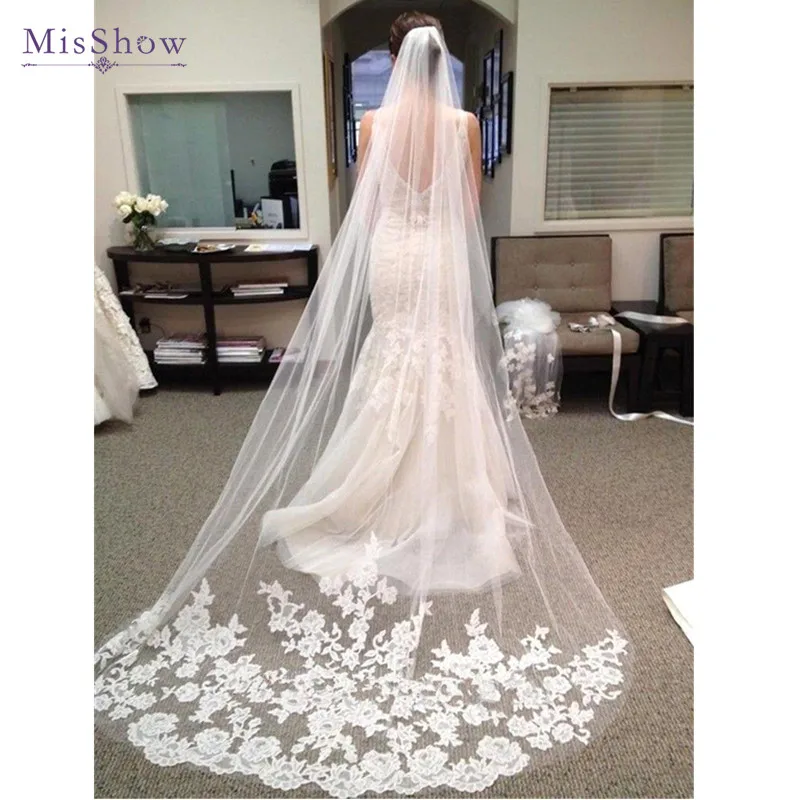 Wedding Accessories Appliques Tulle Long Cathedral Wedding Veil Lace Edge Bridal Veil with Comb veu de noiva longo
Wedding Accessories Appliques Tulle Long Cathedral Wedding Veil Lace Edge Bridal Veil with Comb veu de noiva longo