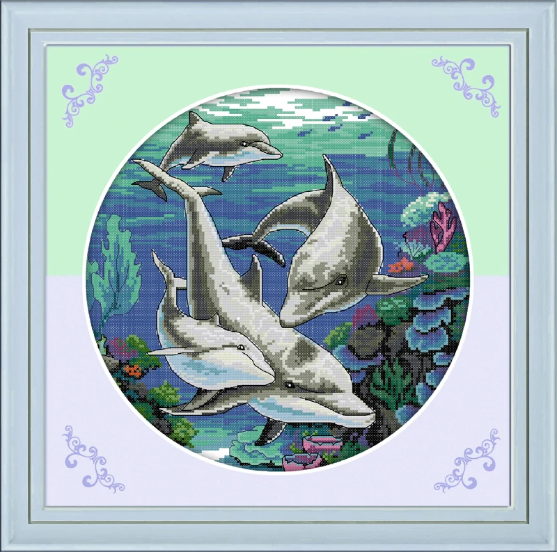 Classical dolphin cross stitch kit 14ct 11ct pre stamped canvas cross stitching animal lover embroidery DIY handmade needlework
Classical dolphin cross stitch kit 14ct 11ct pre stamped canvas cross stitching animal lover embroidery DIY handmade needlework