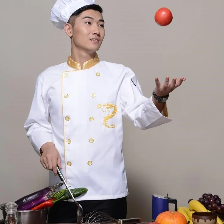 Форма для шеф повара обслуживания еды куртка с принтом китайского dragon ресторана