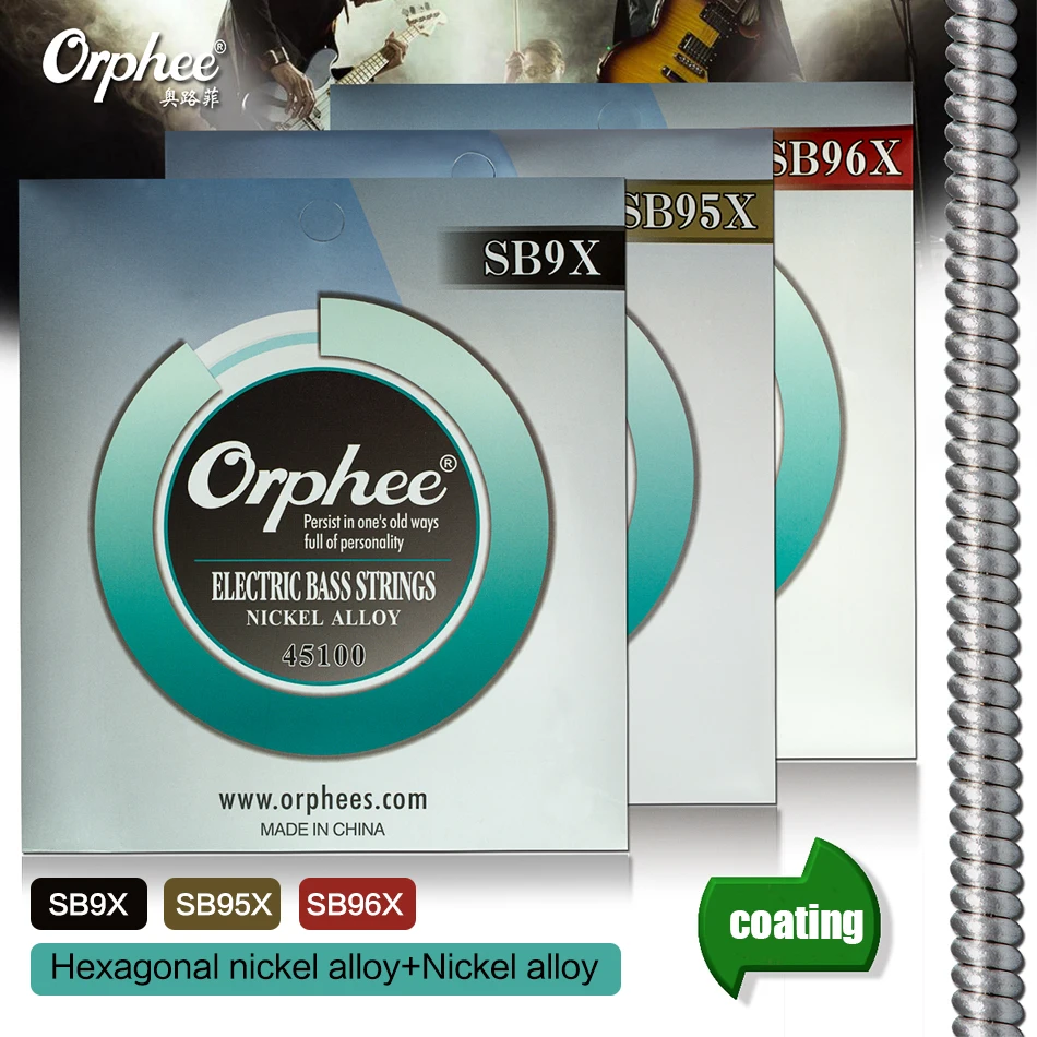 Orphee SB-9X/95X/96X Струны для электрической бас-гитары с шестигранной головкой сплава Nicakel сплав (030-125) дюйма несколько вариантов
Orphee SB-9X/95X/96X Струны для электрической бас-гитары с шестигранной головкой сплава Nicakel сплав (030-125) дюйма несколько вариантов