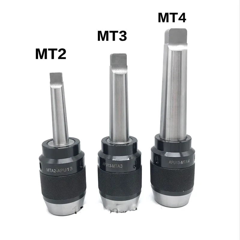 Flat tail MT2(A) APU16 Range:1-16mm MT3 APU13 1-13mm MTA4 APU16 Integrated keyless self tight Drill chuck for milling lathe
Flat tail MT2(A) APU16 Range:1-16mm MT3 APU13 1-13mm MTA4 APU16 Integrated keyless self tight Drill chuck for milling lathe