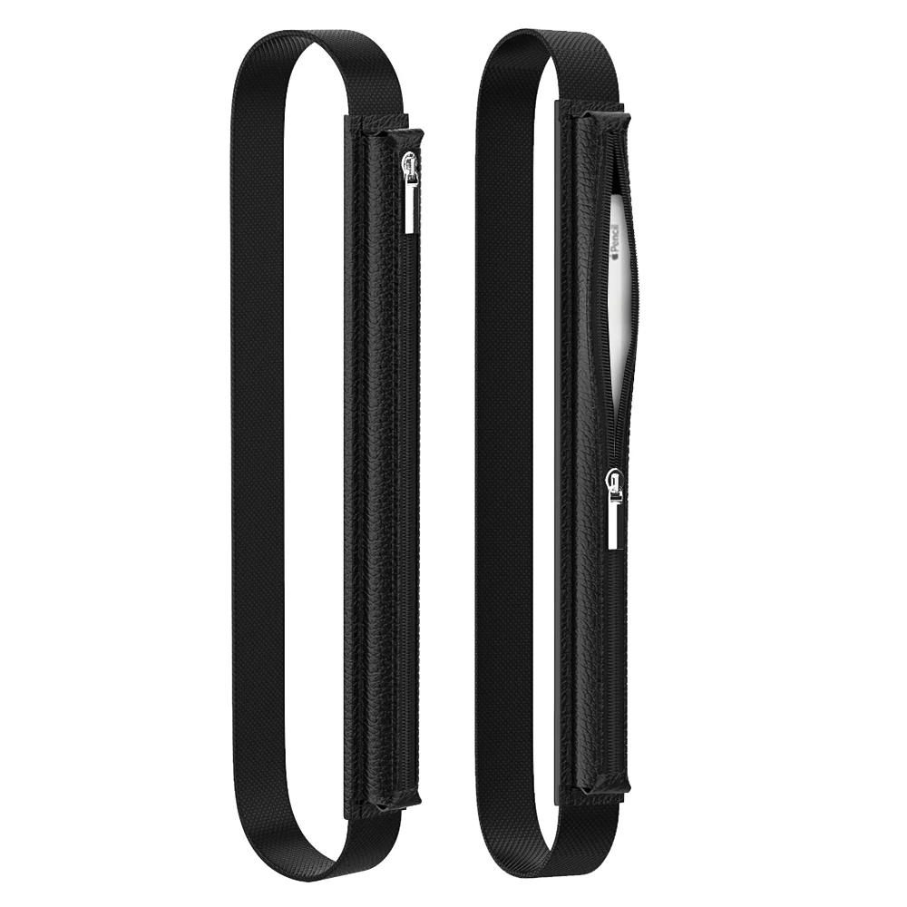 Кожаный чехол для Apple Pencil Premium эластичный съемный на молнии (1 го и 2 поколения)