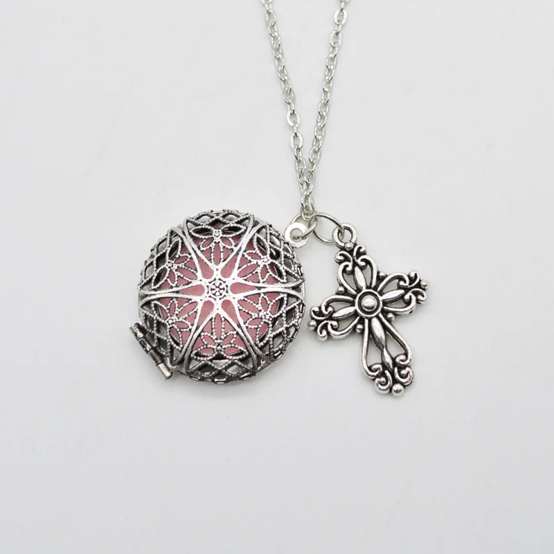 1pcs 27mm Round filigree Locket Pendant Essential Oil Diffuser Necklace Aromatherapy Jewelry For Women Gifts XSH-111 | Украшения и