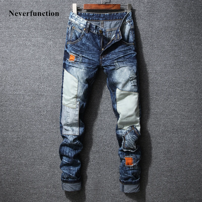 New Men Ripped Personality patch patchwork Hip Hop Biker Jeans Distressed Destroyed Streetwear denim pants mens trousers 40
New Men Ripped Personality patch patchwork Hip Hop Biker Jeans Distressed Destroyed Streetwear denim pants mens trousers 40