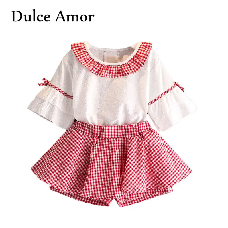 Комплект одежды для девочек Dulce Amor, костюмы, хлопковый спортивный костюм для девочек, блузка с расклешенными рукавами + клетчатая юбка и штан...
Комплект одежды для девочек Dulce Amor, костюмы, хлопковый спортивный костюм для девочек, блузка с расклешенными рукавами + клетчатая юбка и штан...