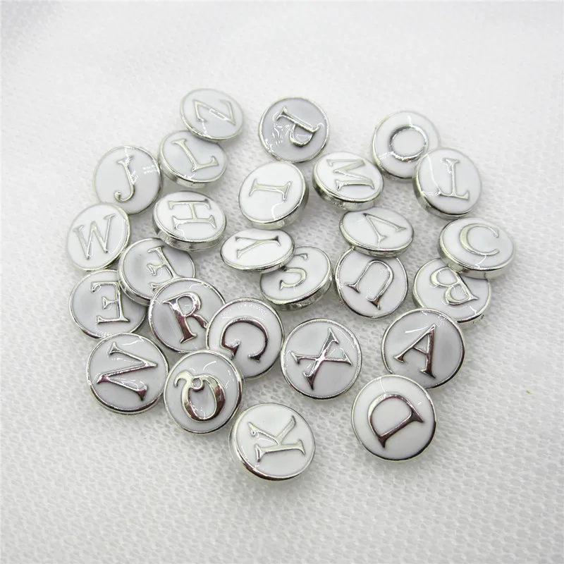 

26pcs/lot White A-Z Alphabet Snap Buttons fit 12mm Ginger Button Snap Bracelet&Bangles Letters DIY Snap Jewelry Charms