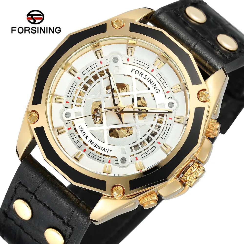 

Forsining Top Brand Men's Automatic Self-wind Luxury Genuine Leather Strap Analog Skeleton Dial Trendy Whole Sale Watch
