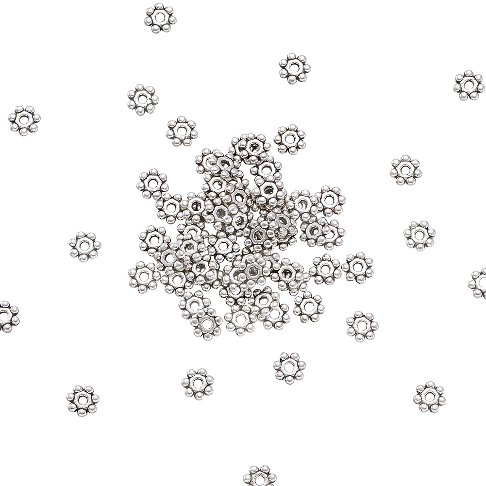 500pcs Antique Silver Vintage Flower Snowflake Spacer for Jewelry Making Daisy Beads Findings 4~4.5mm Lead &Cadmium &Nickel Free
500pcs Antique Silver Vintage Flower Snowflake Spacer for Jewelry Making Daisy Beads Findings 4~4.5mm Lead &Cadmium &Nickel Free