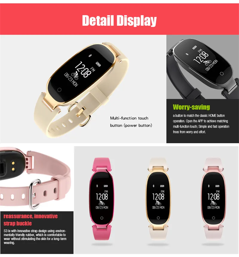 MeiBoAll S3 Smart Band Bracelet Girl Women Heart Rate Monitor Wrist Smartband Lady Female Fitness Tracker Wristband
MeiBoAll S3 Smart Band Bracelet Girl Women Heart Rate Monitor Wrist Smartband Lady Female Fitness Tracker Wristband
