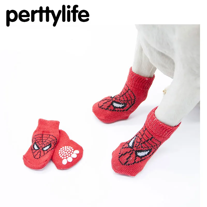 PERTYLIFE красный принт Человек паук мультфильм милые носки для щенков теплый анти