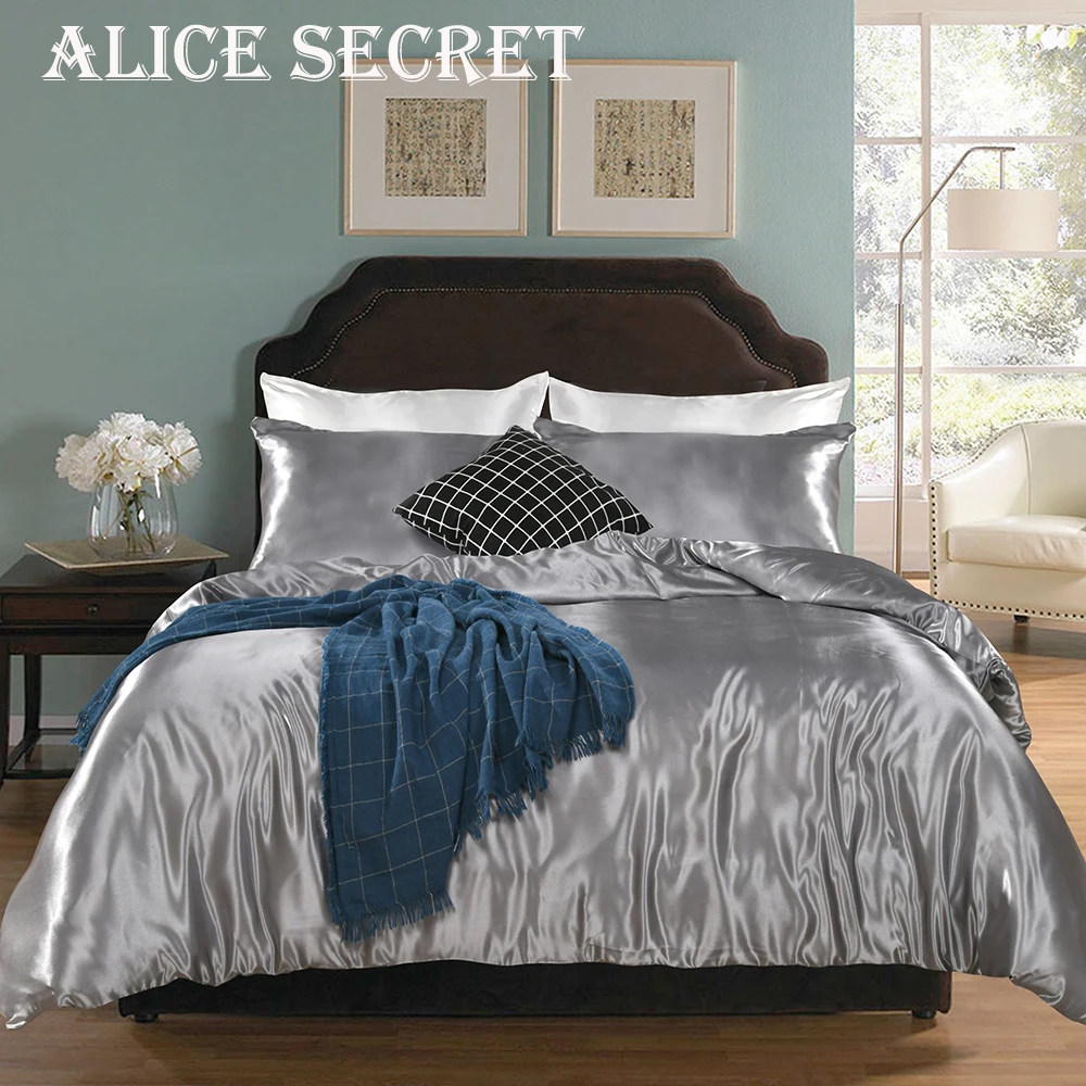Satin silk duvet cover set US UK King Queen 3pcs/set modern bedding silver quilt covers bed set Hotel Decor Duver clothes
Satin silk duvet cover set US UK King Queen 3pcs/set modern bedding silver quilt covers bed set Hotel Decor Duver clothes