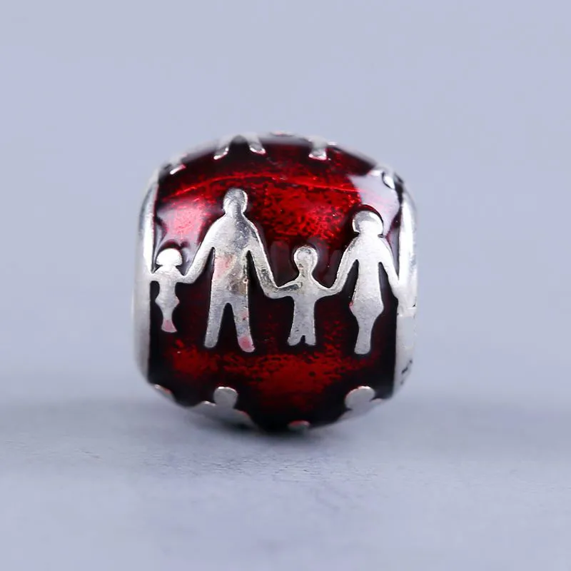 Фото Подвеска из стерлингового серебра 925 пробы с оригинальной эмалью Pandora Love one family Charm