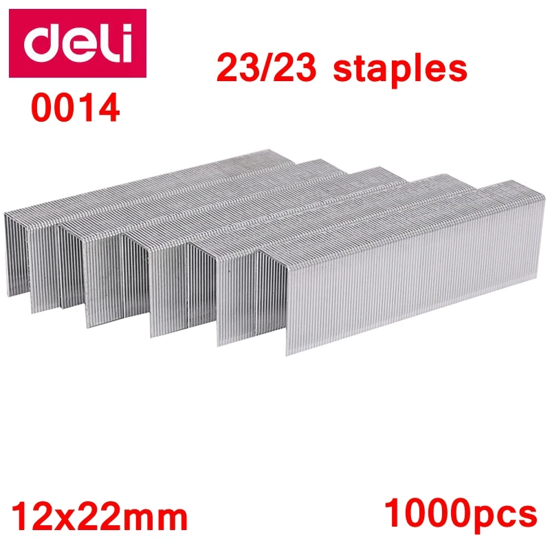1000 шт./лот Deli 0014 тяжелые степлерные скобы 23/23 13x22 мм с вместимостью скоб 200 страниц