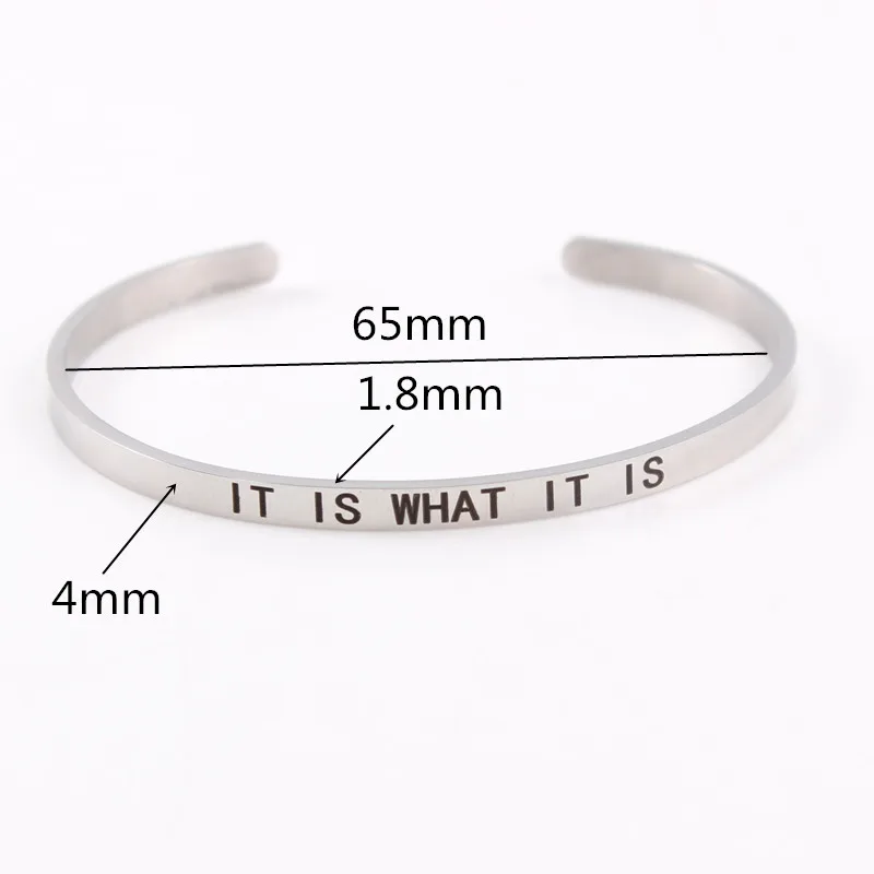 Graduation Gift "Pride"Inspiration Bangle Customized Mantra Quote Cuff Bracelet Women Men Students Encourage Handmade 4mm |