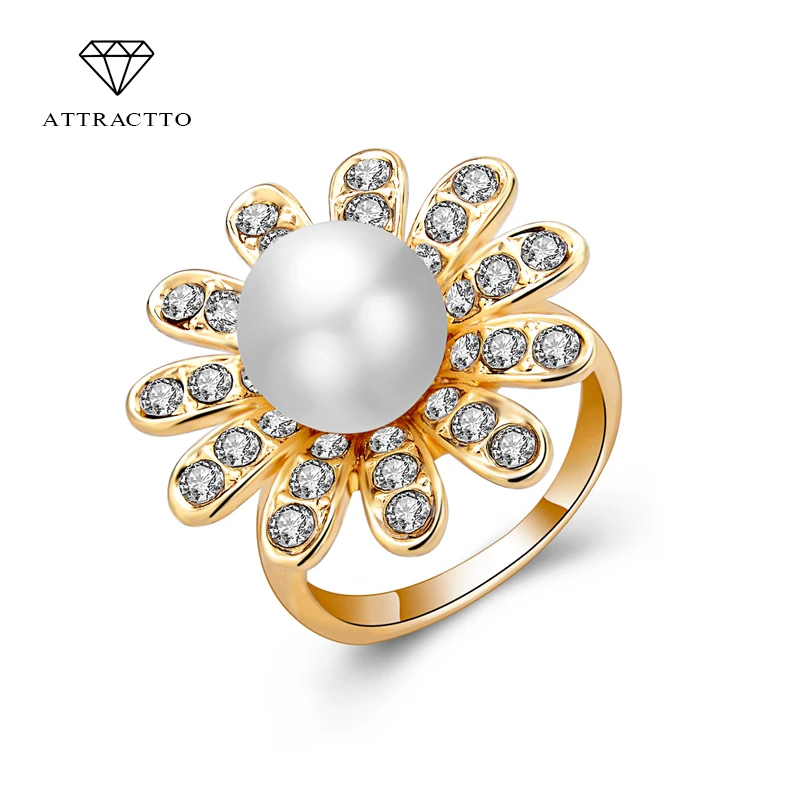 ATTRACTTO Gold Color Imitation Pearl Jewelry Flower Rings Austrian Crystal Rings For Women Fashion Engagement Rings SRI150044
ATTRACTTO Gold Color Imitation Pearl Jewelry Flower Rings Austrian Crystal Rings For Women Fashion Engagement Rings SRI150044