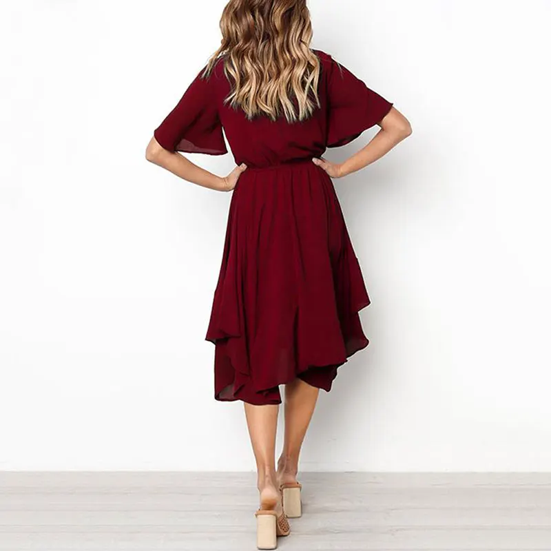 European and American lady summer season popular vogue hot style adds thin waist irregular short sleeve dress party clothes
European and American lady summer season popular vogue hot style adds thin waist irregular short sleeve dress party clothes