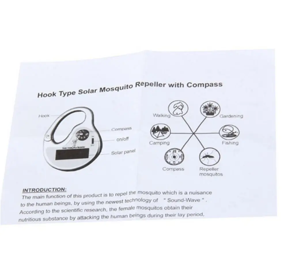 Fishing insect protection Portable Mosquito Insect Killer Mosquito Repeller Hook Type Solar Ultrasonic with Compass
Fishing insect protection Portable Mosquito Insect Killer Mosquito Repeller Hook Type Solar Ultrasonic with Compass