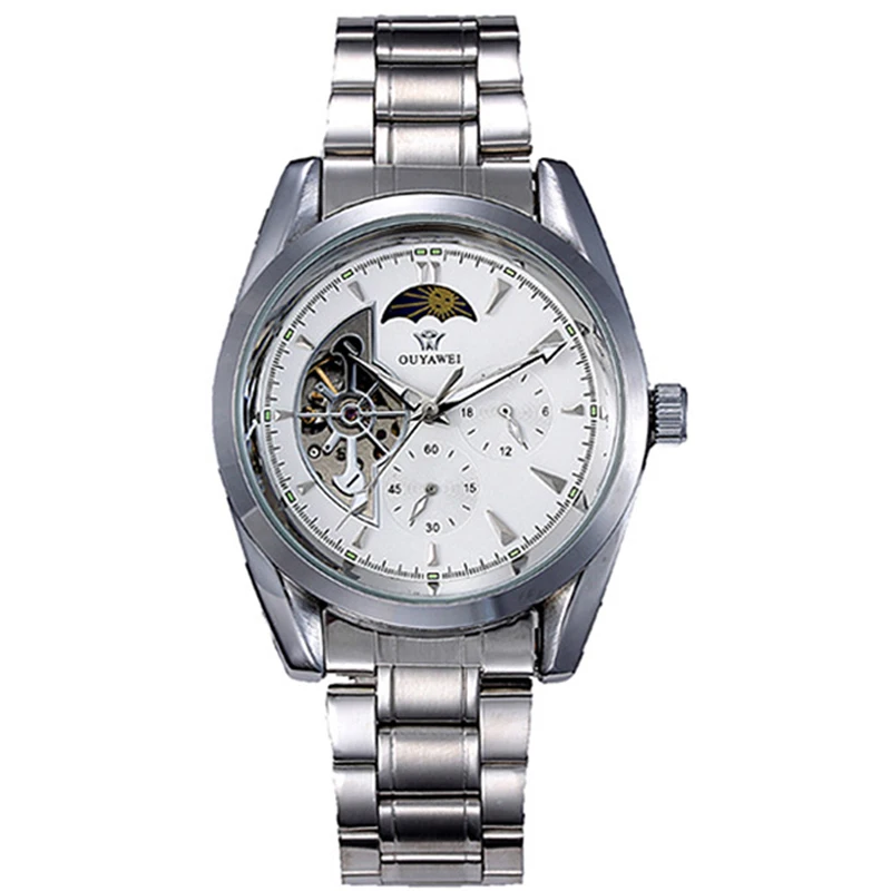 OUYAWEI 2017 Tourbillon Moon Phase Mechanical Automati Watch Mens Self Winding Flywheel Watches Business Luminous Wrist Watches
OUYAWEI 2017 Tourbillon Moon Phase Mechanical Automati Watch Mens Self Winding Flywheel Watches Business Luminous Wrist Watches