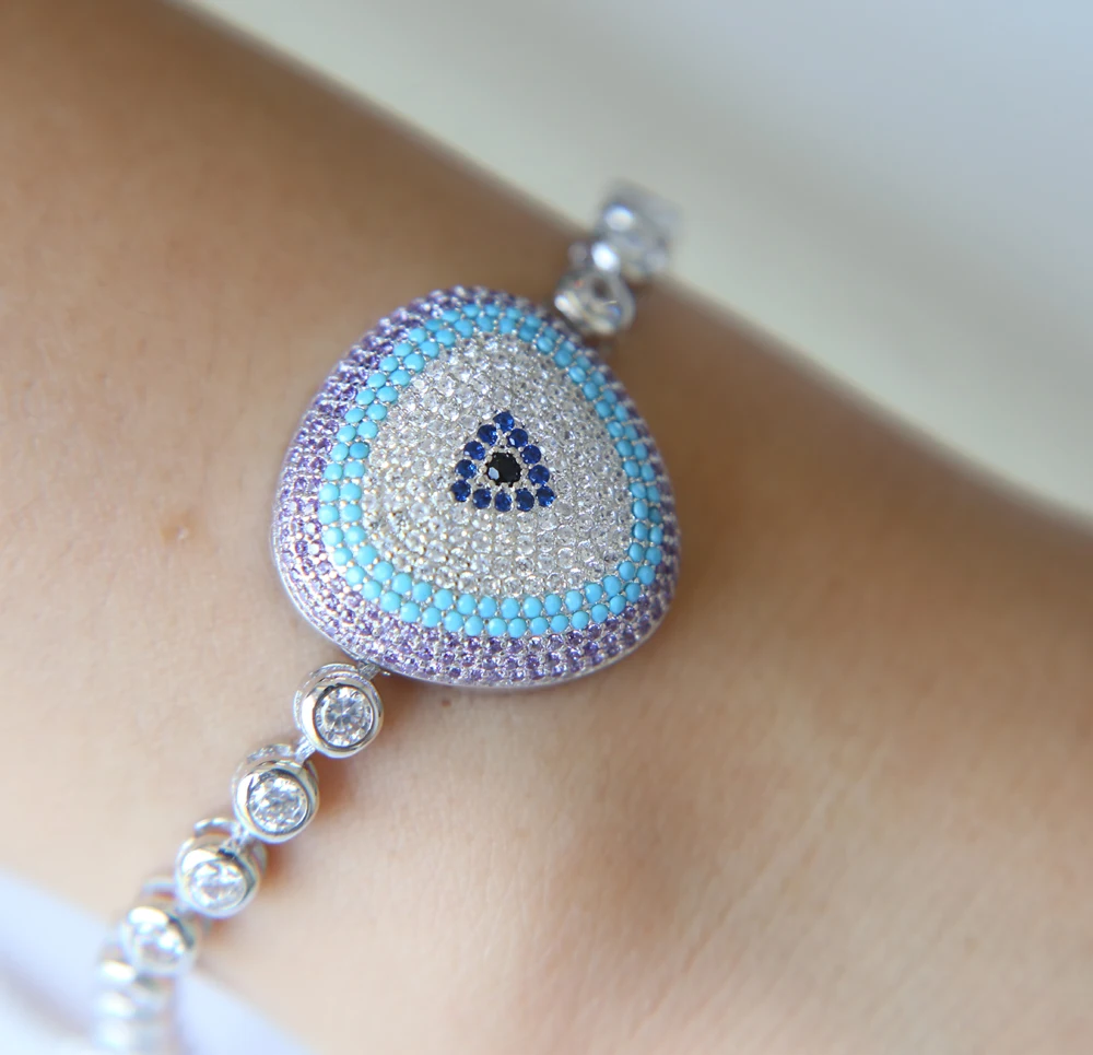 top quality factory promotion white purple turquoises stone Romantic girlfriend gift lucky every day evil eye bracelet | Украшения и