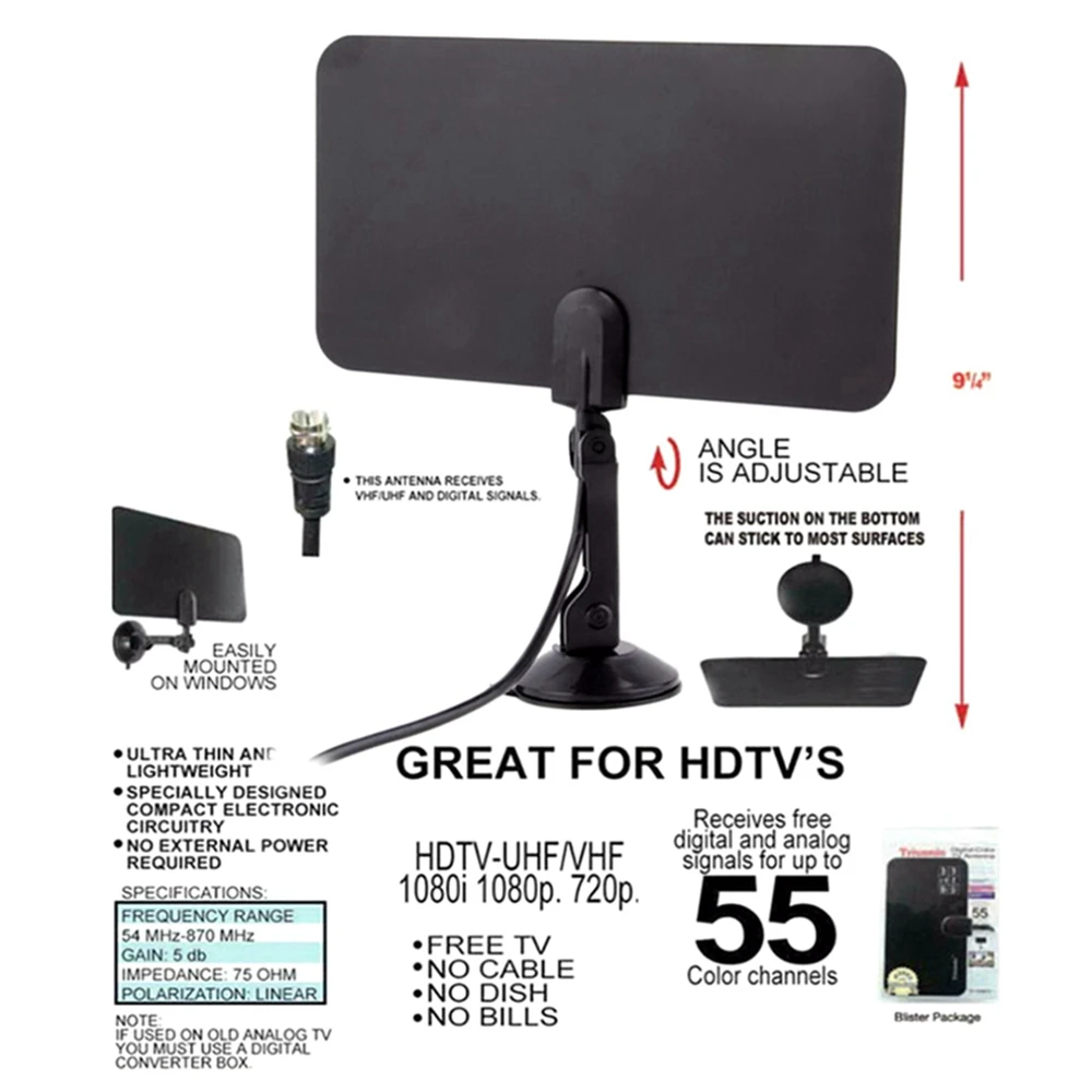 Indoor Free Digital TV Antenna HDTV Antena TV Radius Aerial TV Surf HD TV Fox VHF UHF DVB-T2 Analog Interior Antennas Amplifier
Indoor Free Digital TV Antenna HDTV Antena TV Radius Aerial TV Surf HD TV Fox VHF UHF DVB-T2 Analog Interior Antennas Amplifier