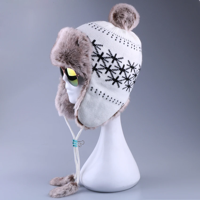 Russian Winter Hat Wool Knit Women Ushanka Pompom Earflap Bomber Hat Faux Fox Fur Windproof Snow Ski Cap Aviator Trapper
Russian Winter Hat Wool Knit Women Ushanka Pompom Earflap Bomber Hat Faux Fox Fur Windproof Snow Ski Cap Aviator Trapper