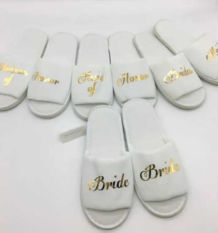 Personalised title names bride slipper bridesmaid maid of honor hen party slippers spa day Bachelorette party favors gifts 
Personalised title names bride slipper bridesmaid maid of honor hen party slippers spa day Bachelorette party favors gifts