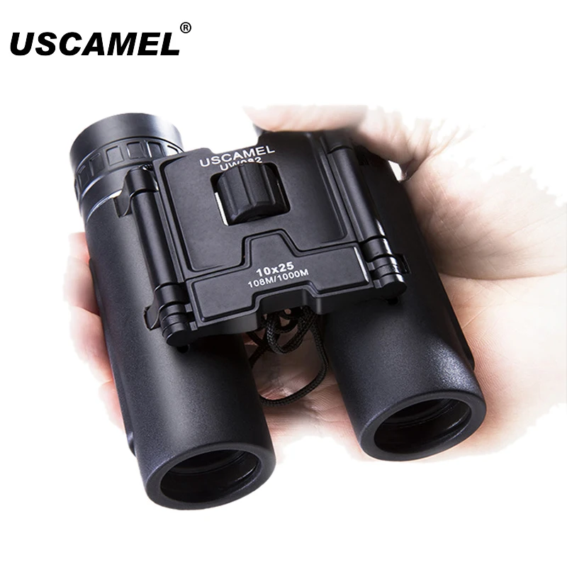 USCAMEL 10x25 мерцающий компактный бинокль ночного видения складной HD мини телескоп Bak7