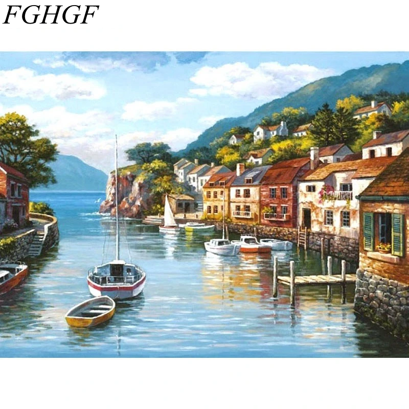 Набор для рисования по номерам на холсте без рамки|oil painting|seascape paintingoil painting diy |
