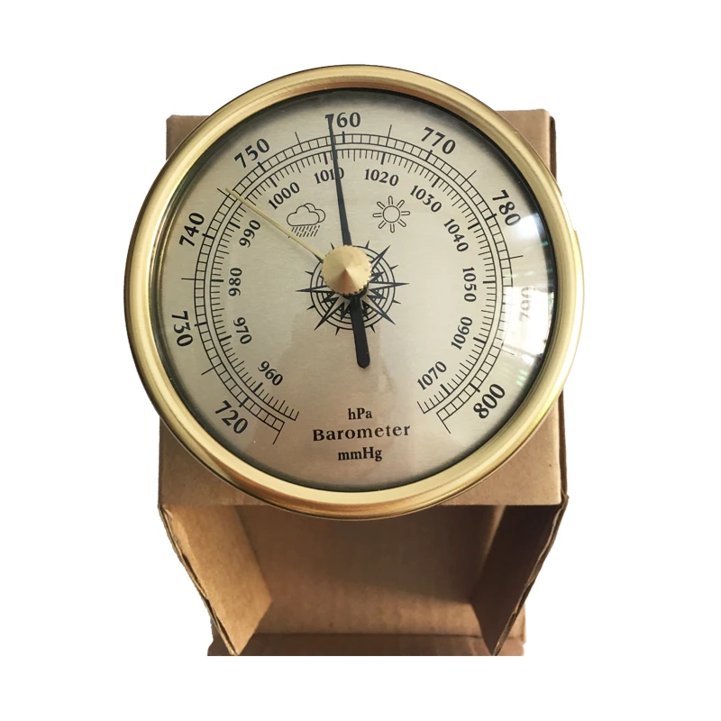 

Precision Aneroid Barometer 72mm Diameter Round Dial Thermometer and Hygrometer Humidity With PE Rubber Gold Outdoor Fishing