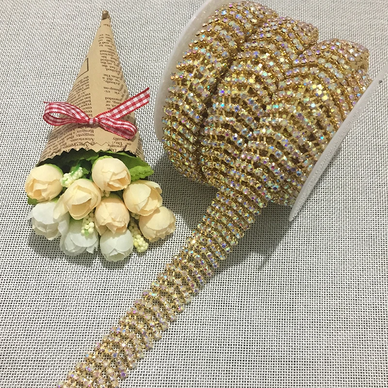 5Yards AB Crystals Trimming Gold Rhinestone Chain Sewing Trim For Accessories Decorations
5Yards AB Crystals Trimming Gold Rhinestone Chain Sewing Trim For Accessories Decorations