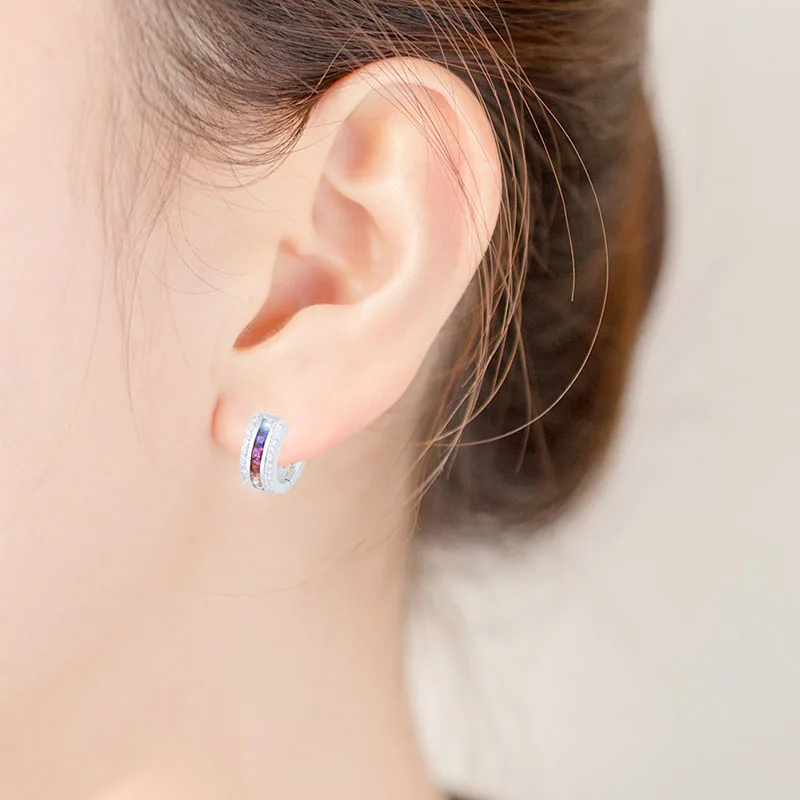 Rainbow CZ Crystal Circle Round Stud Earrings for Women Sterling Silver Jewelry 100% 925 Sterling Silver Dazzling Earrings Gift
Rainbow CZ Crystal Circle Round Stud Earrings for Women Sterling Silver Jewelry 100% 925 Sterling Silver Dazzling Earrings Gift