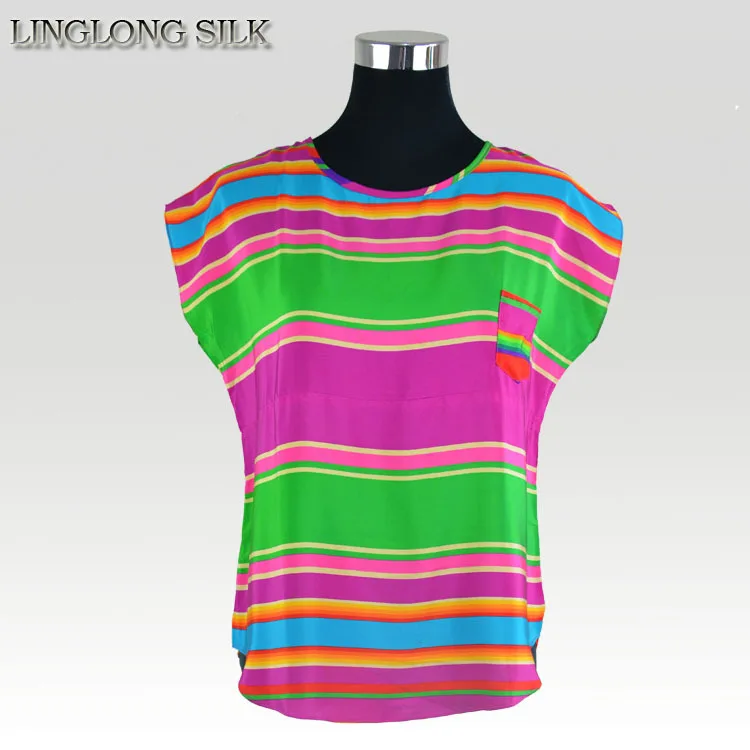 Silk Stripe Shirt/100% Mulberry Silk Crepe De Chine/2015 New Fashion Summer Style Desigual Women Tops Punk Shirt
Silk Stripe Shirt/100% Mulberry Silk Crepe De Chine/2015 New Fashion Summer Style Desigual Women Tops Punk Shirt