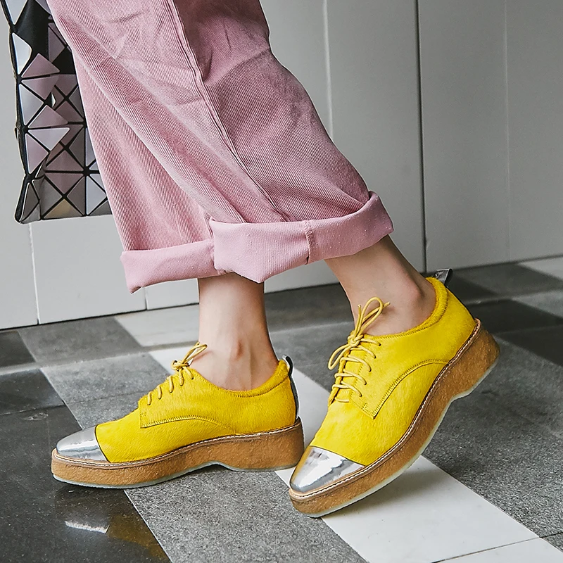 Women Shoes Genuine Leather Fur Flats 2019 Autumn Casual Shoes Lace Up Oxfords Platform Shoes Woman Horsehair Flats Mixed Color
Women Shoes Genuine Leather Fur Flats 2019 Autumn Casual Shoes Lace Up Oxfords Platform Shoes Woman Horsehair Flats Mixed Color