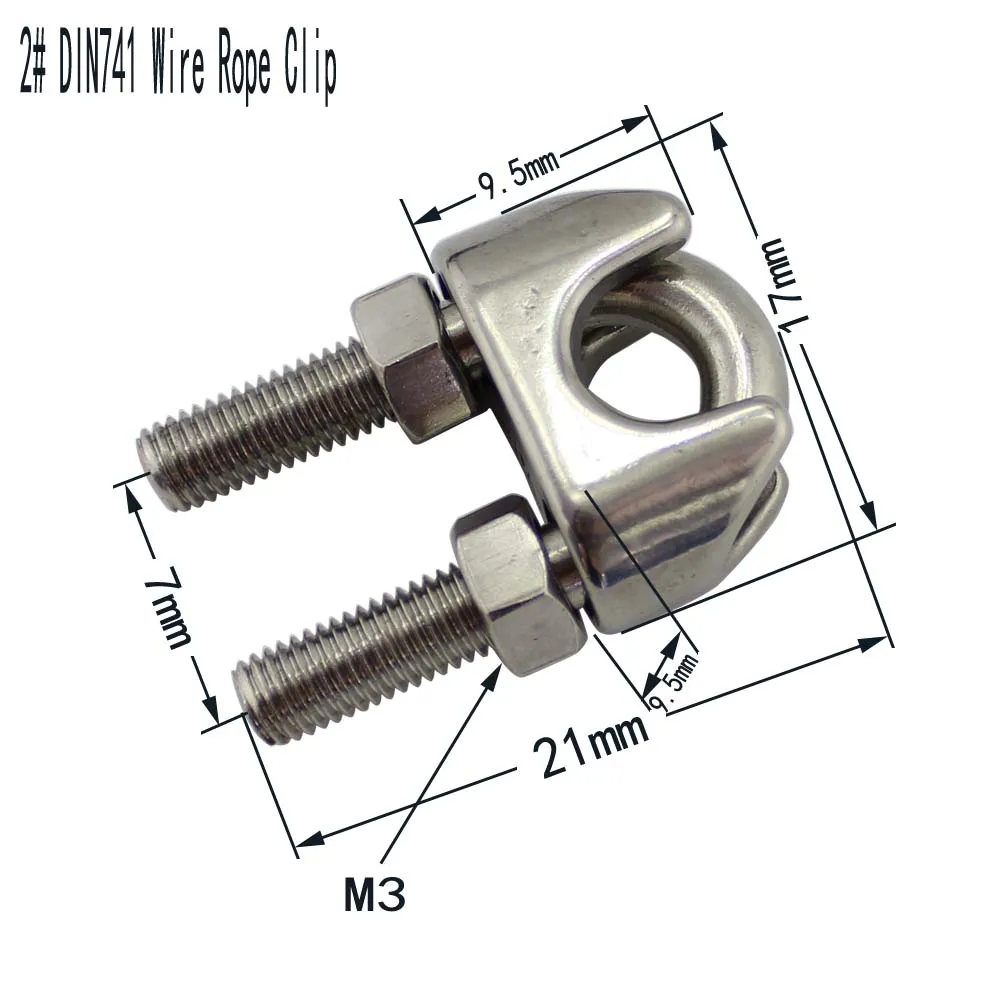 SS304 Stainless Steel M2/3/4/5/6/8mm DIN741 U type Wire Rope Clip Cable Bolts Rigging Hardware clamps
SS304 Stainless Steel M2/3/4/5/6/8mm DIN741 U type Wire Rope Clip Cable Bolts Rigging Hardware clamps
