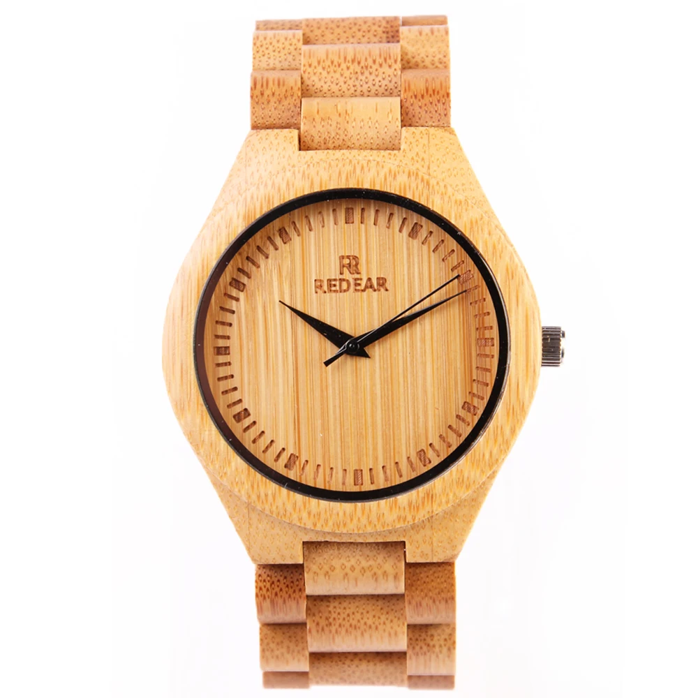 

2017 REDEAR Luxury Top Brand Design Men's Watches Bamboo Wooden Quartz Watches Wood Wristwatches For Men Gift Relogio Masculino