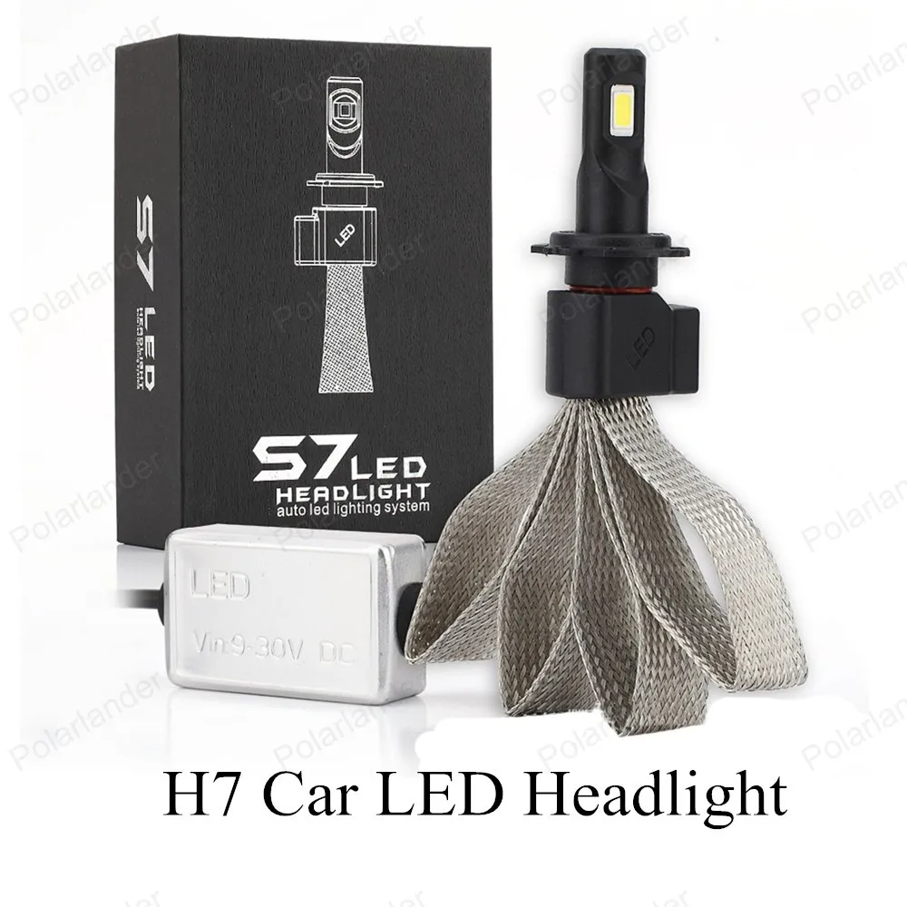 

S7 60W 6000K 3200LM H7 Car LED Headlight car upgrade conversion bulbs beam kit Light canbus for buick free shipping